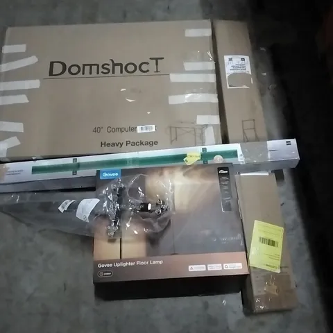 PALLET CONTAINING ASSORTED PRODUCTS INCLUDING 40" COMPUTER DESK, GREENHOUSE AND SHED HEATER, UPLIGHTER FLOOR LAMP & KIDS CLOTHING RACK