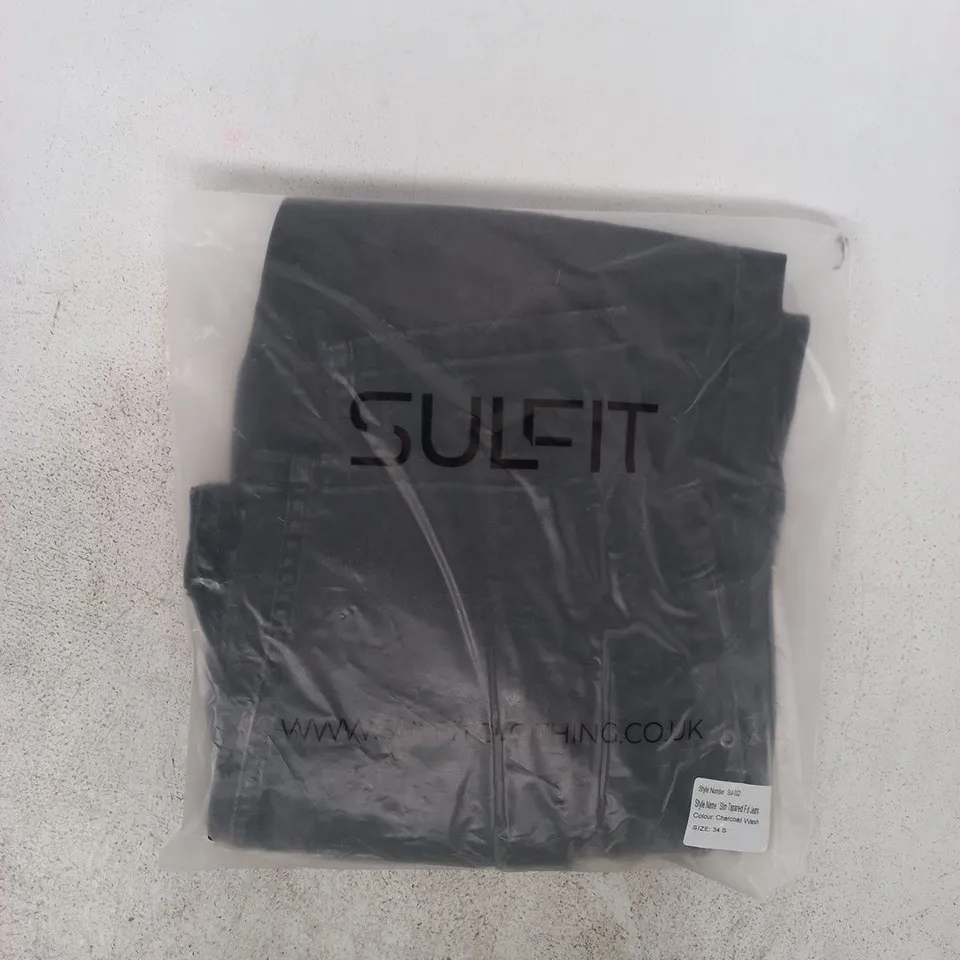 BAGGED SULFIT SLIM TAPERED FIT JEANS IN CHARCOAL WASH SIZE 34S
