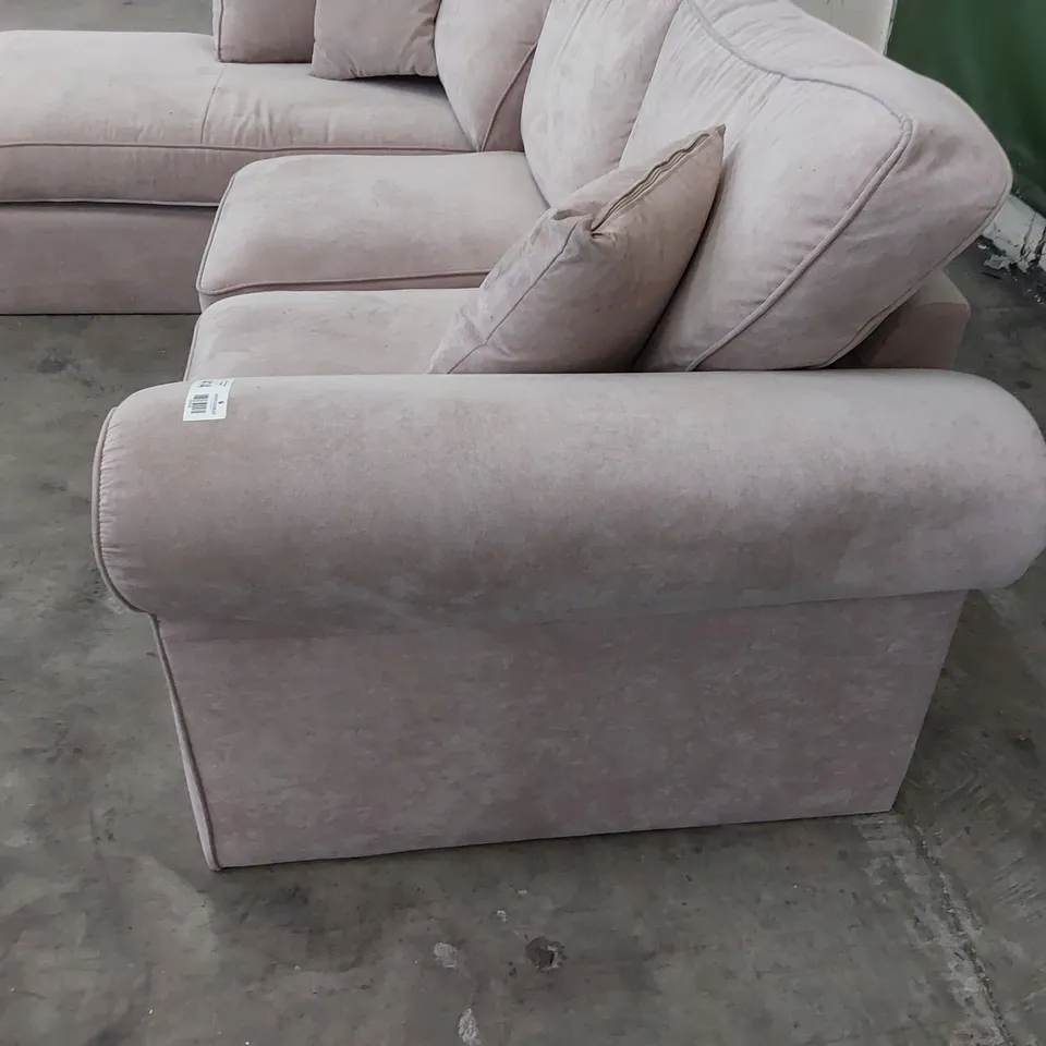 DESIGNER CHAISE SOFA LILAC PLUSH FABRIC 