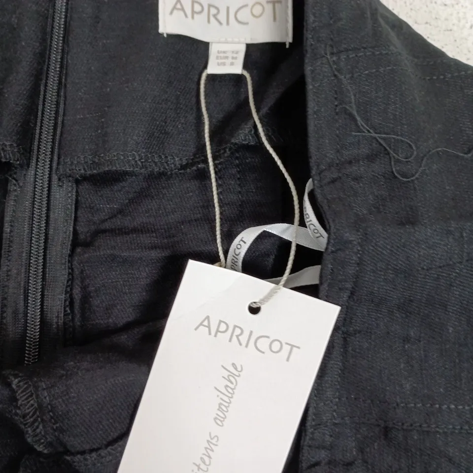APRICOT 3 PLEAT TWILL WIDE LEG TROUSERS BLACK SIZE 12