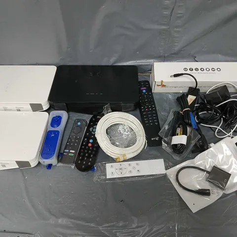 APPROXIMATELY 10 ASSORTED ELECTRICAL ITEMS TO INCLUDE - SKY BROADBAND, WII REMOTES, AND TV REMOTES ETC. 
