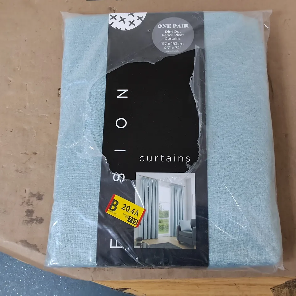 FUSION CURTAINS ONE PAIR DIM OUT PENCIL PLEAT CURTAINS 117 X 183CM 