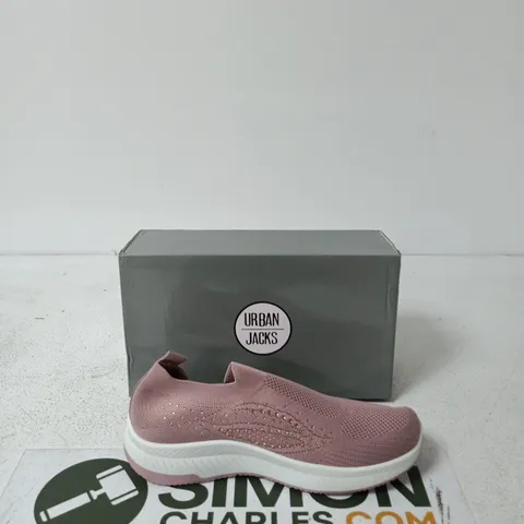 BOXED URBAN JACKS NEGRONI PINK SLIP-ON TRAINERS, WOMEN'S UK 8