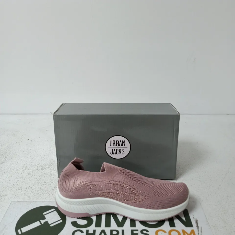 BOXED URBAN JACKS NEGRONI PINK SLIP-ON TRAINERS, WOMEN'S UK 8
