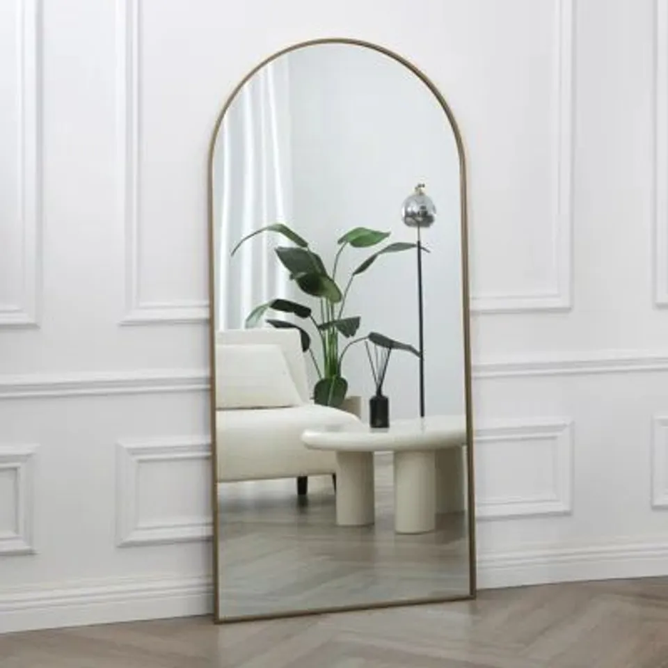 BOXED ARCH METAL FLOOR MIRROR 