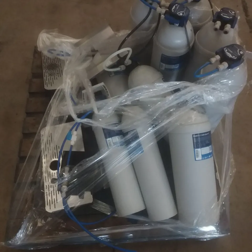 PALLET OF APPROX X9 COFFEE MACHINE FILTER SYSTEMS AND COFFEE MACHINE PARTS 