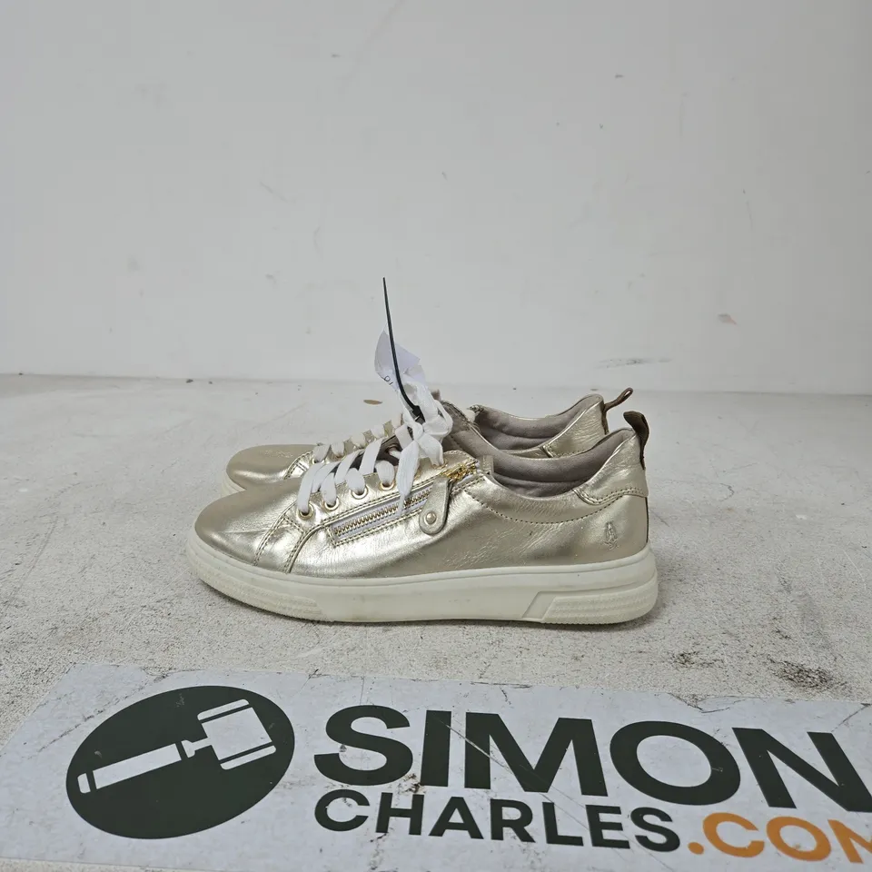 HUSH PUPPIES GOLD METALLIC TRAINERS – WOMEN'S CASUAL SNEAKERS WITH SIDE ZIP UK SIZE 7
