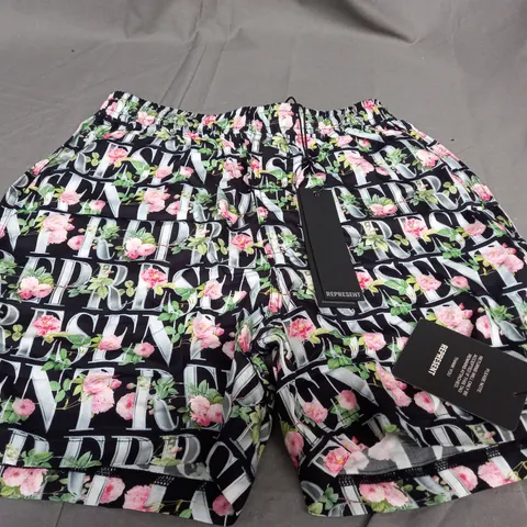 REPRESENT FLORAL SHORTS IN BLACK - SMALL