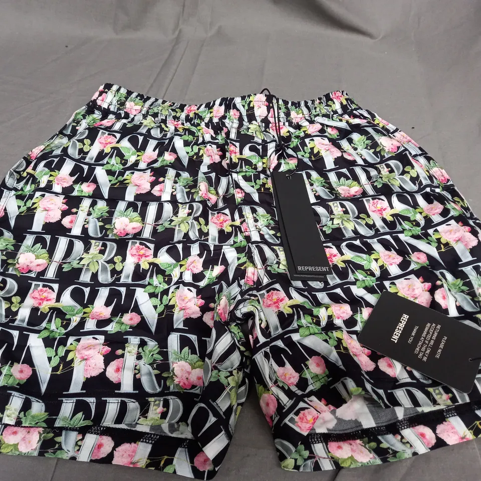 REPRESENT FLORAL SHORTS IN BLACK - SMALL