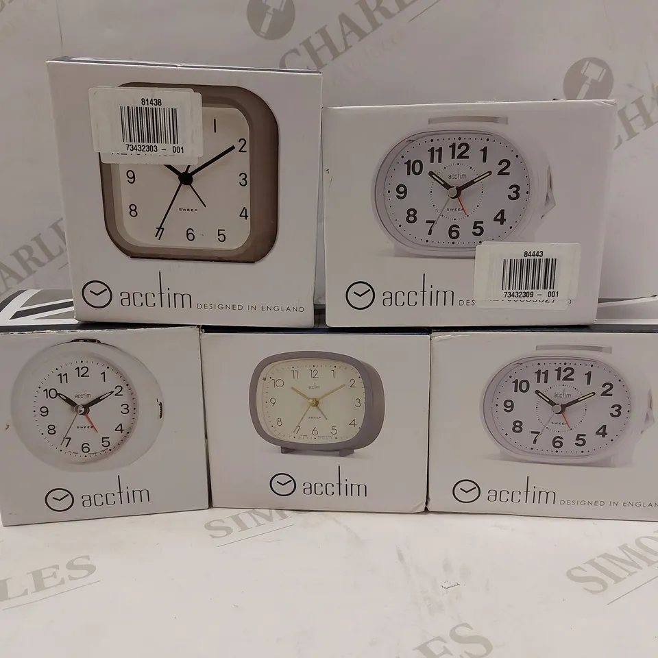 LOT OF APPROX 5 ASSORTED ACCTIM ANALOGUE ALARM CLOCKS 