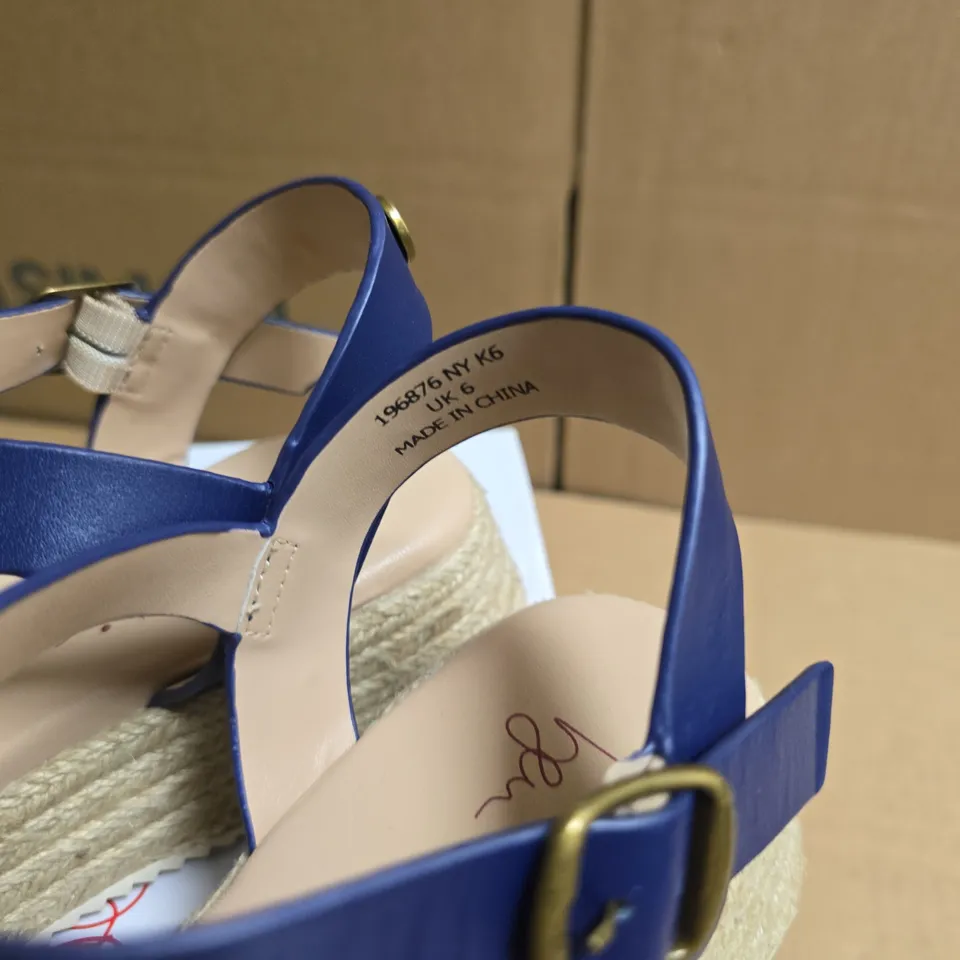 BEN DI LISI WOMEN'S BLUE ESPADRILLE WEDGE SANDALS – UK 6