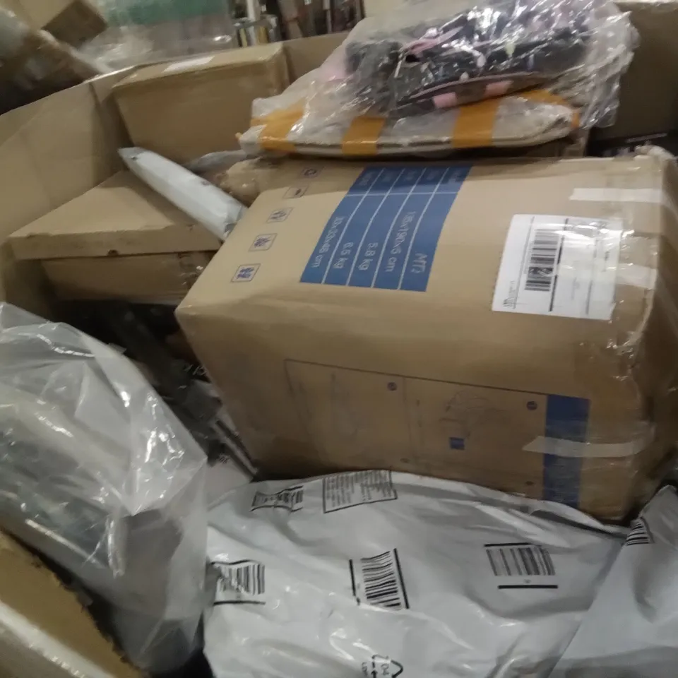 PALLET OF ASSORTED ITEMS INCLUDING KITCHEN FAUCET, ADJUSTABLE UNDERDESK KEYBOARD TRAY, NONSTICK WOK PAN, INCUBATOR, MATANA PHOTO STORAGE BOX, VIFLYKOO INSECT KILLER