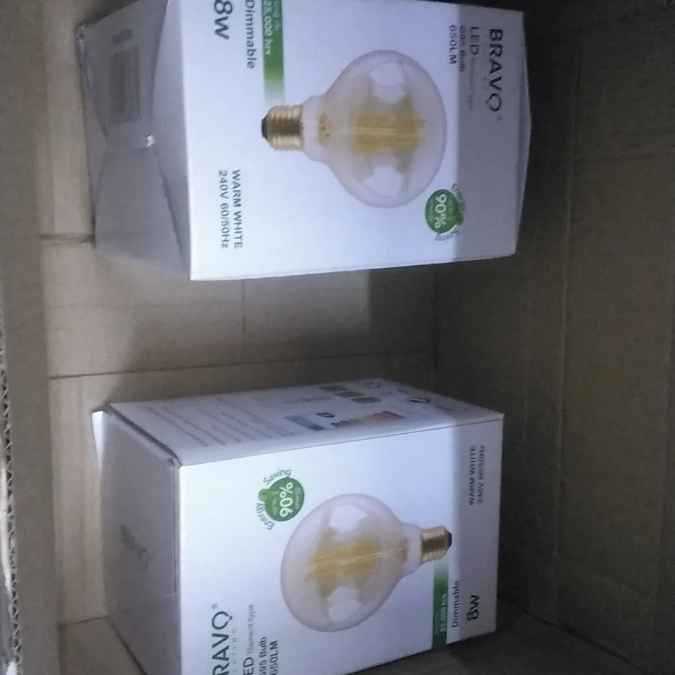 BOXED 8W E27 DIMMABLE GLOBE LIGHT BULB AMBER 