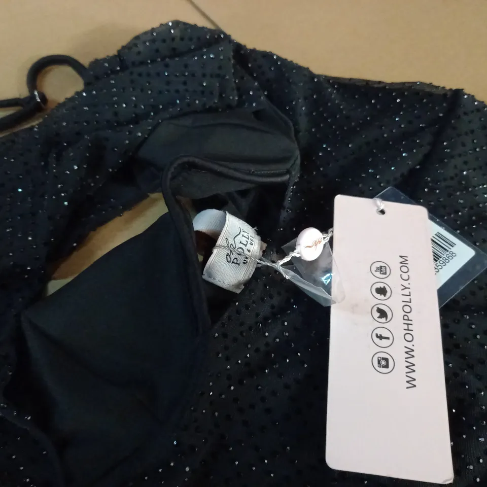 OH POLLY BLACK EMBELLISHED DRESS - UK 6