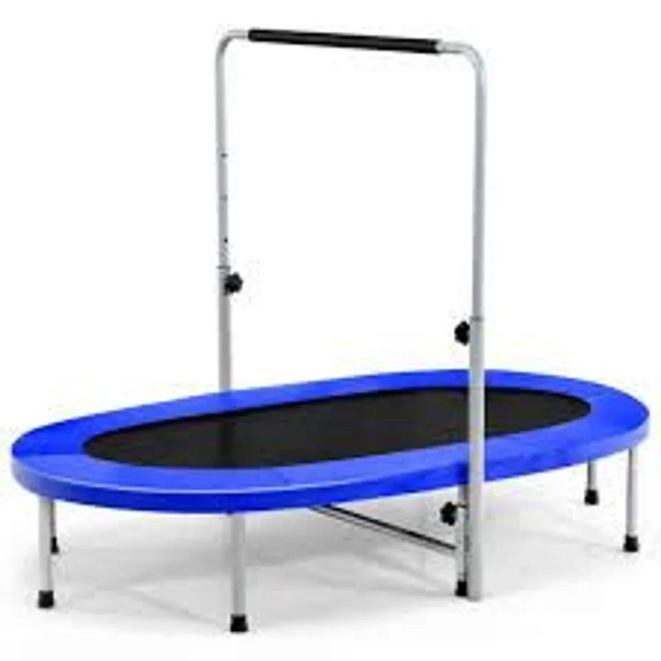 BOXED DOUBLE FOLDABLE FITNESS TRAMPOLINE WITH ADJUSTABLE HANDRAIL