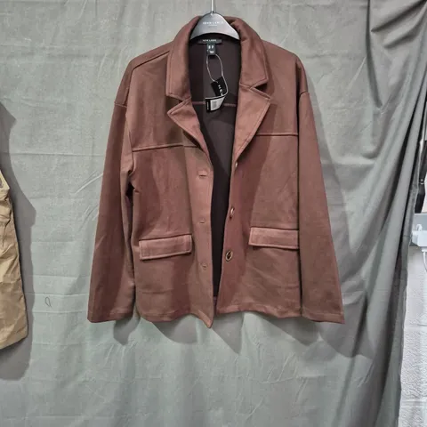 NEW LOOK WOMEN'S BROWN SUEDE-STYLE COAT, UK 12 (EU 40) – TAG ATTACHED