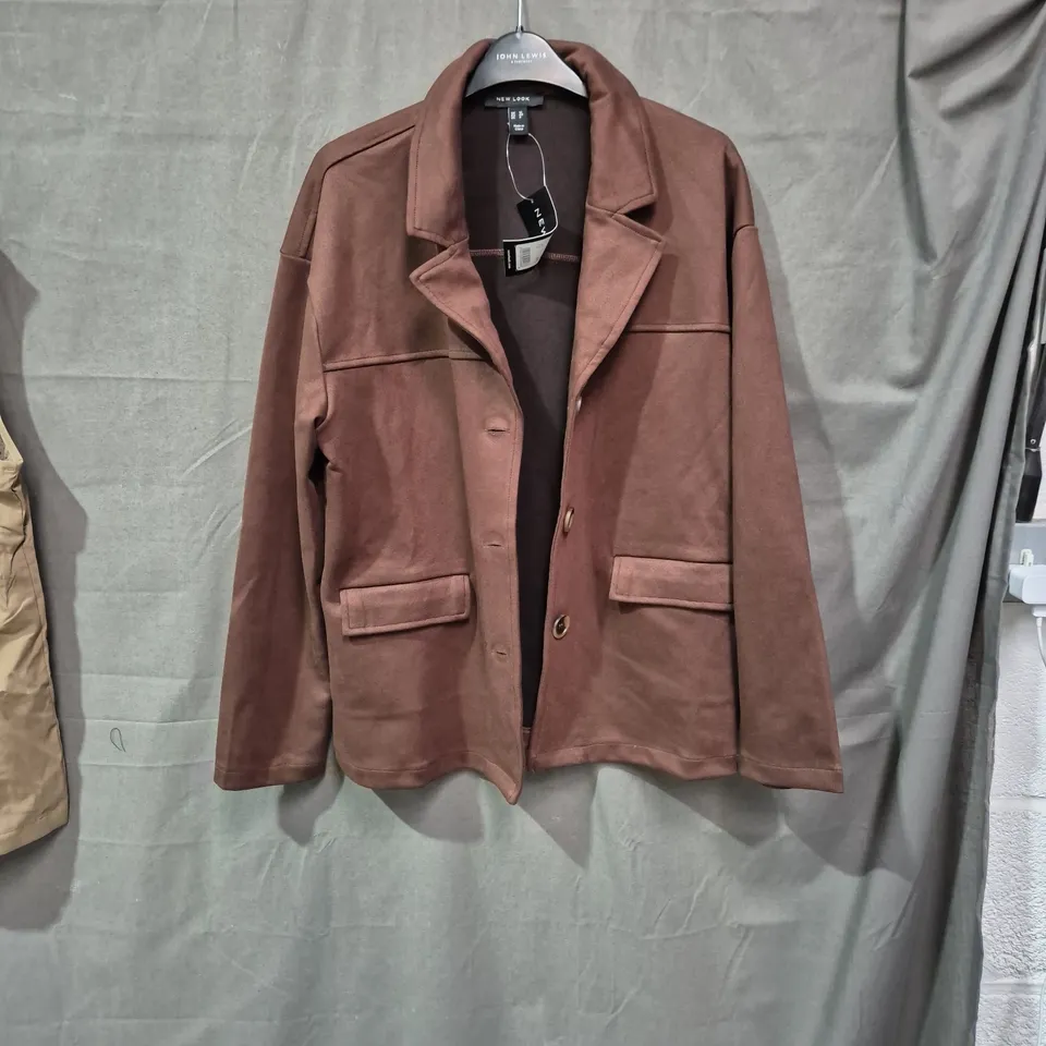 NEW LOOK WOMEN'S BROWN SUEDE-STYLE COAT, UK 12 (EU 40) – TAG ATTACHED