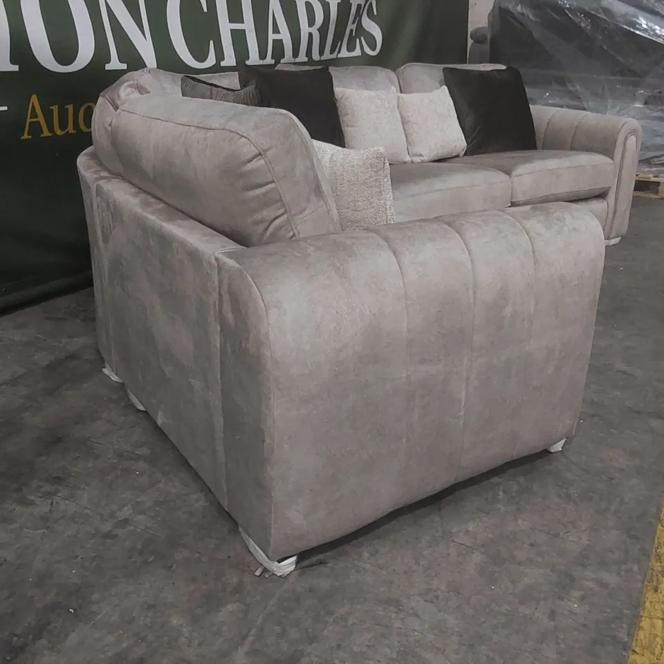 QUALITY DESIGNER AMARA VELVET DOUBLE ARM CORNER GROUP SOFA 