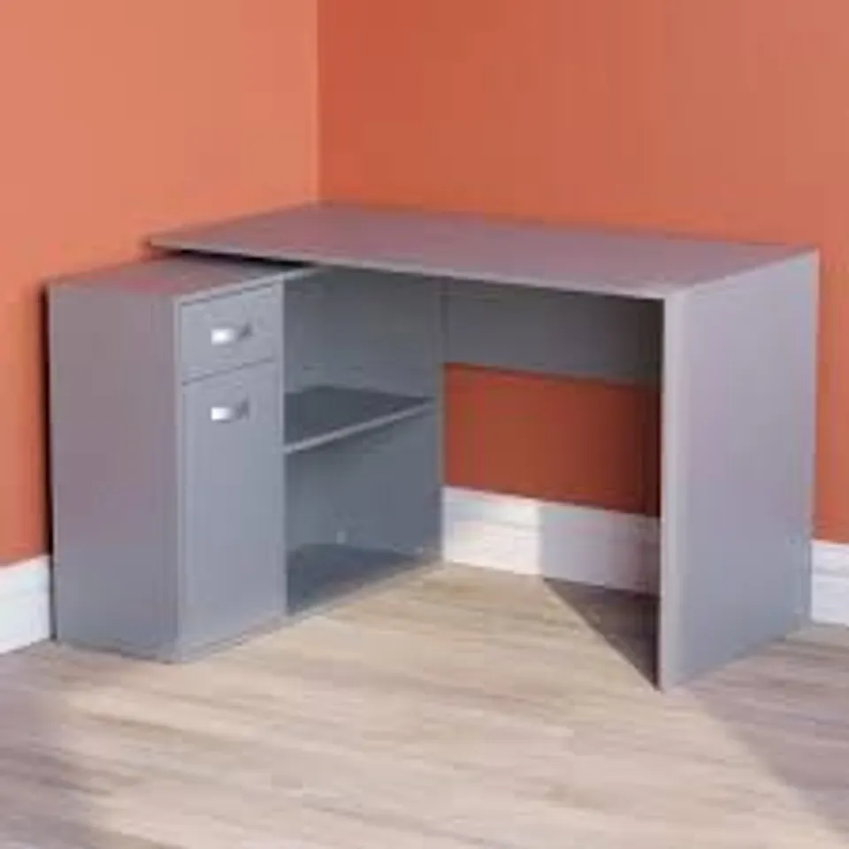 BOXED VIDA DESIGNS LONGTON ADJUSTABLE COMPUTER DESK - GREY