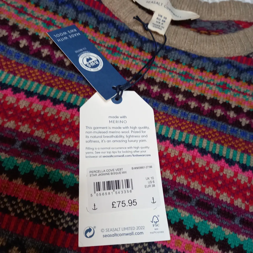 SEASALT CORNWALL PERCELLA COVE VEST SIZE 10 