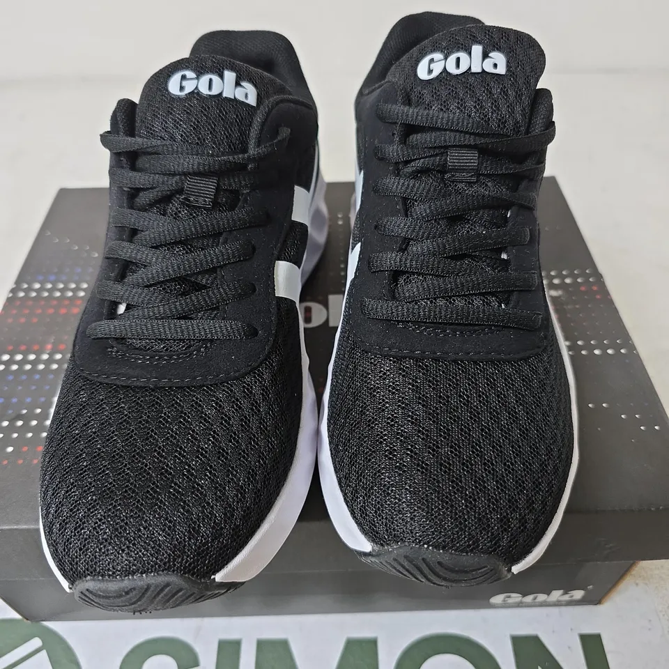 BOXED GOALA DRAKEN TRAINERS, BLACK/WHITE - SIZE 3