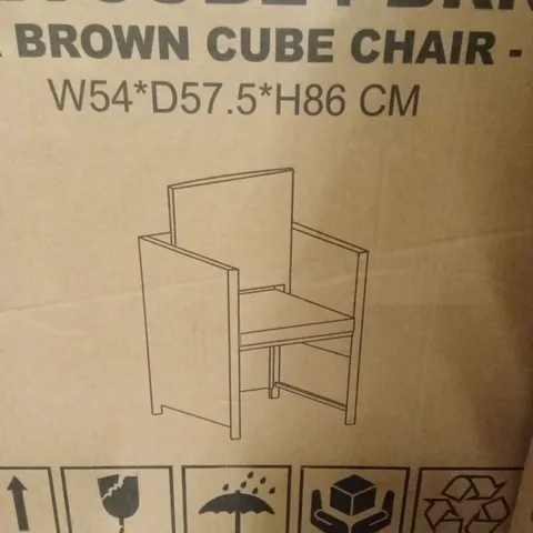 BOXED SET OF 4 NEVADA BROWN CUBE GARDEN CHAIRS (1 BOX)