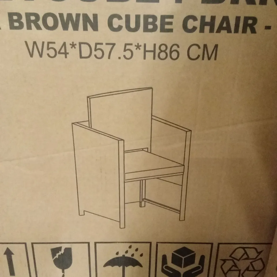 BOXED SET OF 4 NEVADA BROWN CUBE GARDEN CHAIRS (1 BOX)