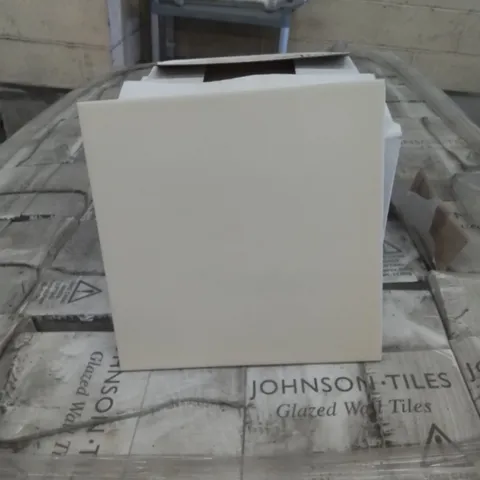 PALLET TO CONTAIN APPROX. 96 X PACKS OF BRAND NEW JOHNSONS GLAZED WALL TILES IN BUTTERMILK - 25 TILES PER PACK // TILE SIZE: 197 X 197 X 6.5mm