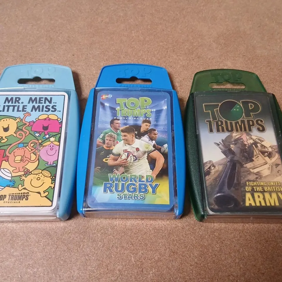 TOP TRUMPS CARD PACKS: MR. MEN LITTLE MISS, WORLD RUGBY STARS, TOP TRUMPS ARMY (3 PACK)