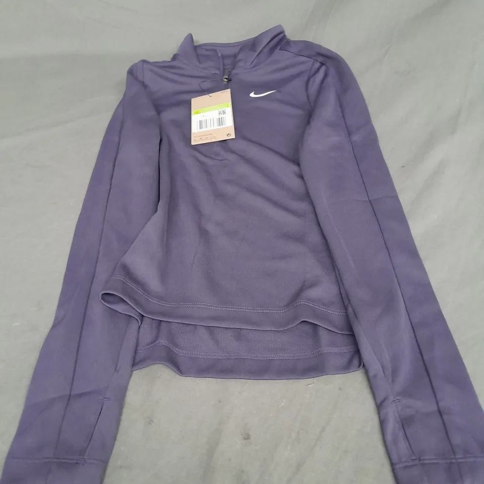 NIKE KIDS 1/4 ZIP RUNNING TOP IN PURPLE SIZE S