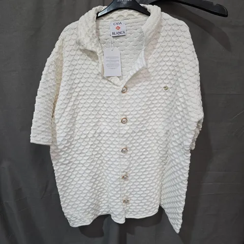 CASA BLANCA WHITE KNIT CARDIGAN – WOMEN’S TEXTURED BUTTON-FRONT