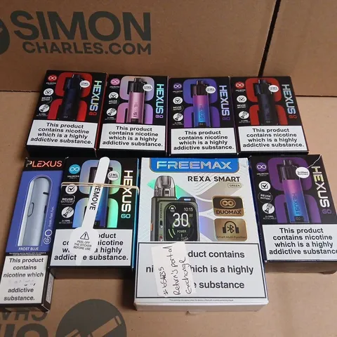 APPROXIMATELY 15 ASSORTED E-CIGARETTE PRODUCTS TO INCLUDE - FREEMAX , HEXUS ETC...