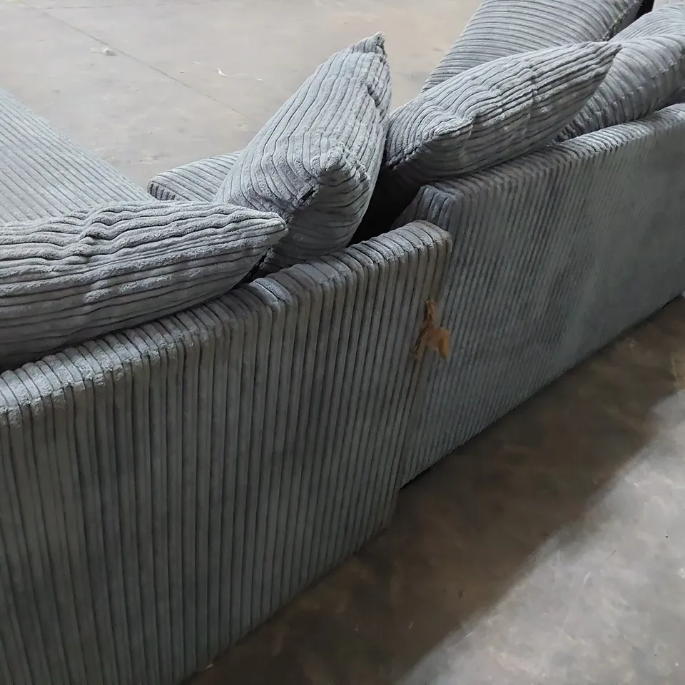 DESIGNER CHAISE SOFA WITH SCATTER CUSHIONS JUMBO GREY CHORD 