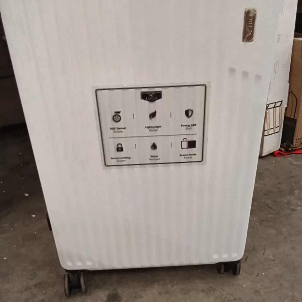 UNBOXED KEPLIN LUGG BIG SIZE TRAVEL SUITCASE WITH WHEELS SECURE LOCK SYSTEM WHITE COLOUR 