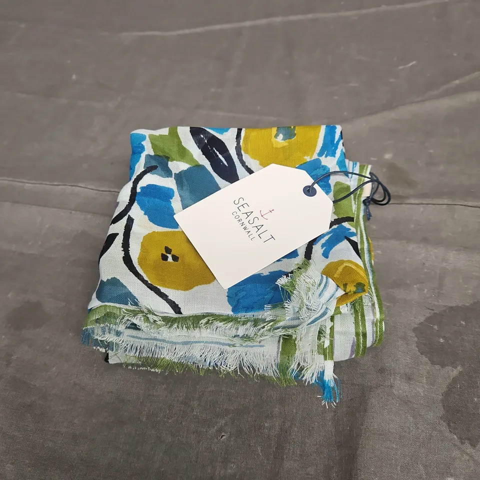 SEASALT CORNWALL MAY GARLAND SCARF IN ZENNOR STRIPE BORDER CHALK ONE SIZE