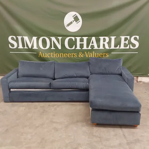 QUALITY DESIGNER ASHWELL CHAISE STORAGE SOFA BED - ROYAL BLUE FABRIC 