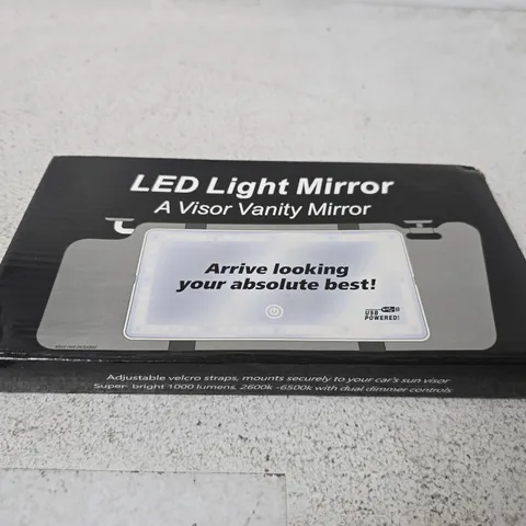 LED LIGHT MIRROR VISOR VANITY MIRROR – (BOXED)