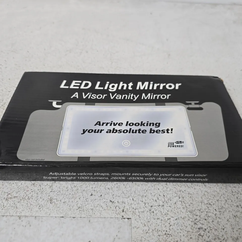 LED LIGHT MIRROR VISOR VANITY MIRROR – (BOXED)