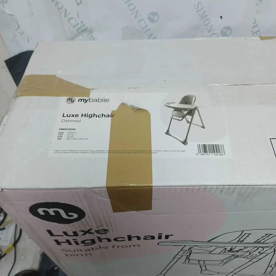 MYBABIIE LUXE HIGH CHAIR - BOXED - COLLECTION ONLY 