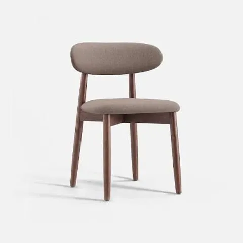 BOXED SET OF 2 COLAMY NOYA MID-CENTURY MODERN DINING CHAIR - UPHOLSTERED ACCENT CHAIR FOR KITCHEN & DINING ROOM - BROWN