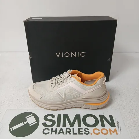 VIONIC TRAINERS β OFF-WHITE WITH ORANGE LINING SIZE 7