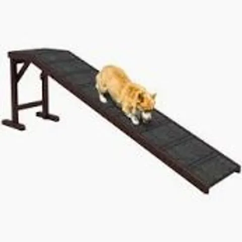 BOXED PAWHUT PET RAMP FOR DOGS CATS NON-SLIP CARPET TOP PLATFORM - BROWN & GREY