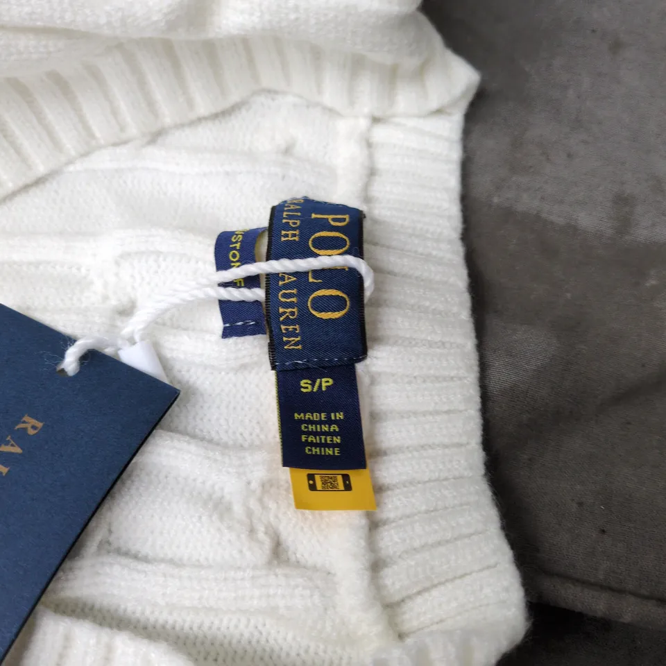 POLO RALPH LAUREN CREAM KNITED JUMPER SIZE S/P WITH TAGS