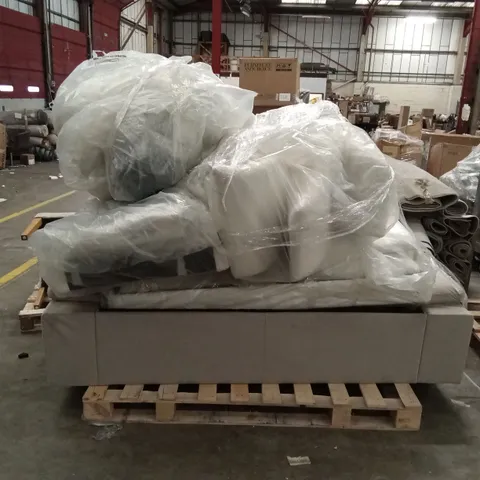 PALLET OF ASSORTED DESIGNER INCOMPLETE SOFA PARTS AND PIECES 