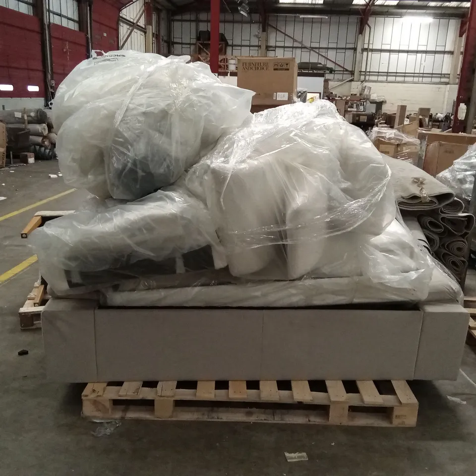 PALLET OF ASSORTED DESIGNER INCOMPLETE SOFA PARTS AND PIECES 