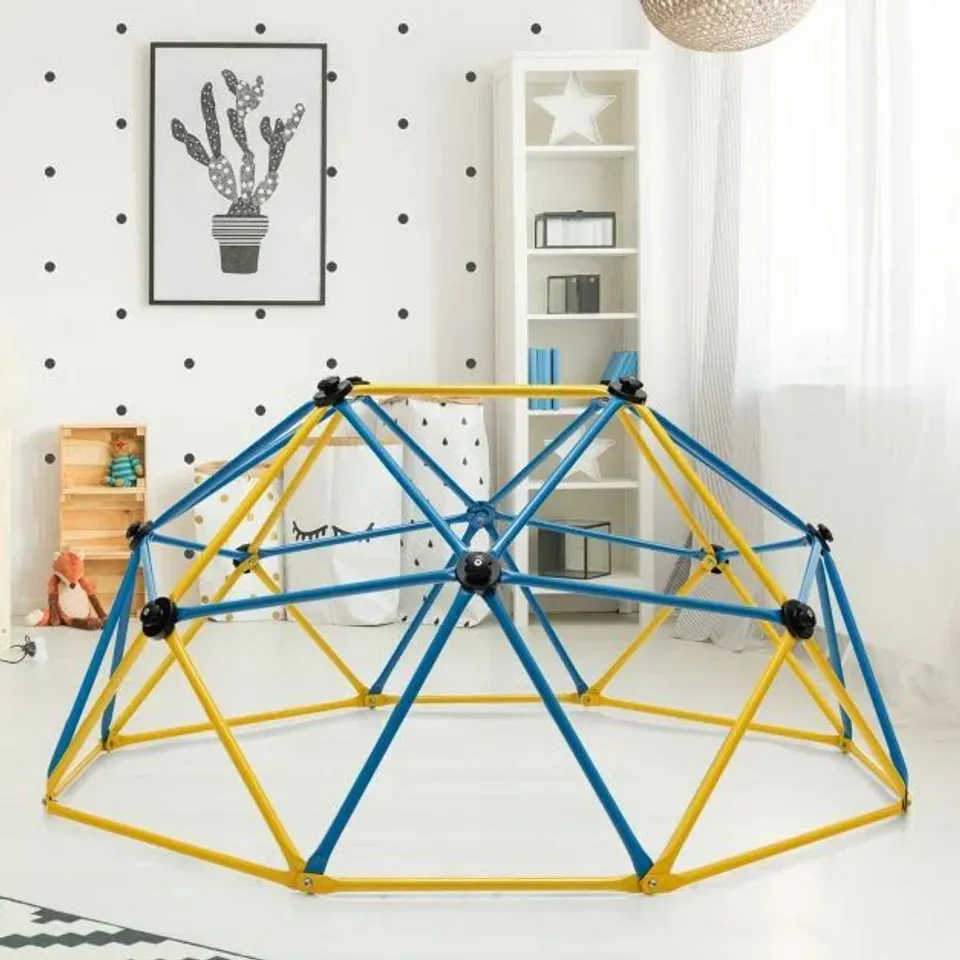 BOXED COSTWAY KIDS YELLOW AND BLUE GEOMETRIC DOME CLIMBER 6FT