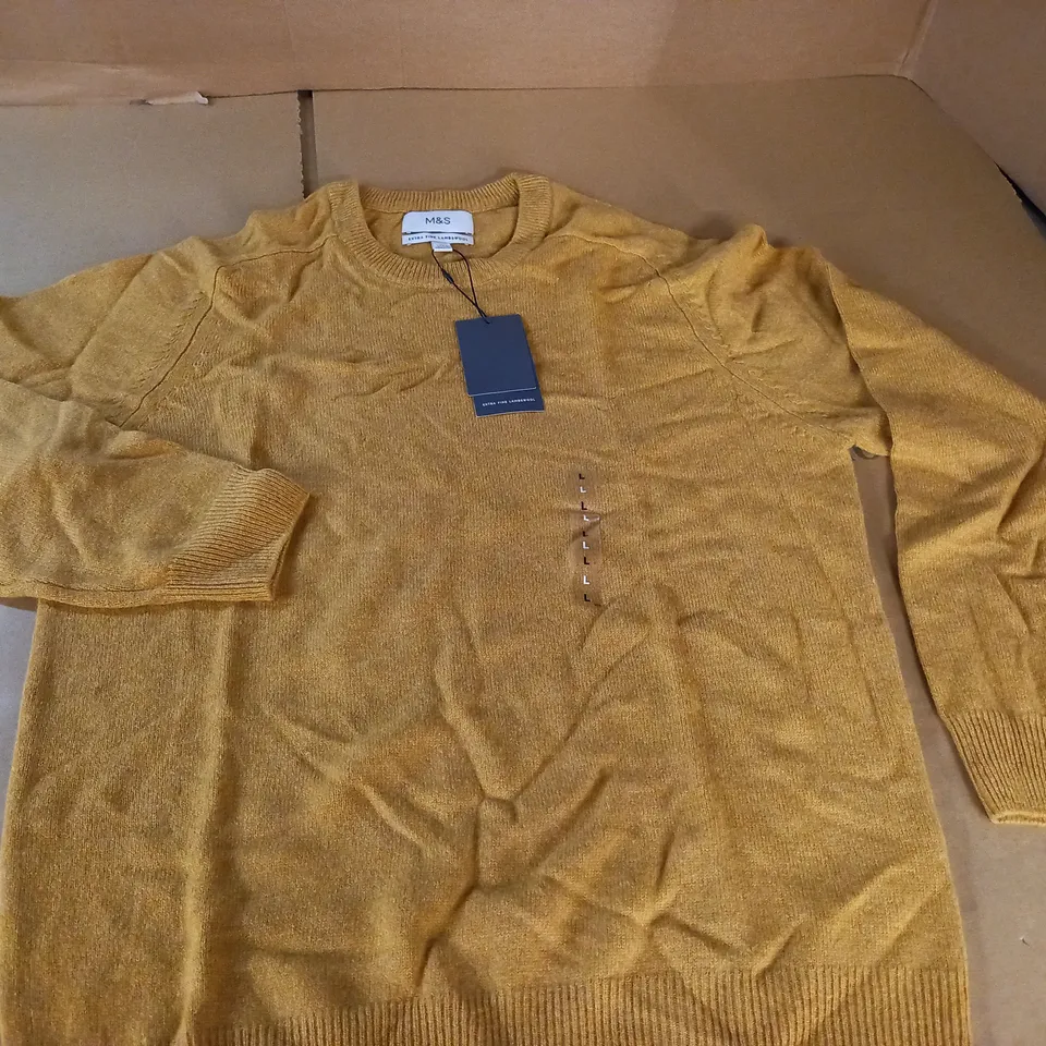 M&S EXTRA FINE LAMBSWOOL JUMPER IN MUSTARD - L
