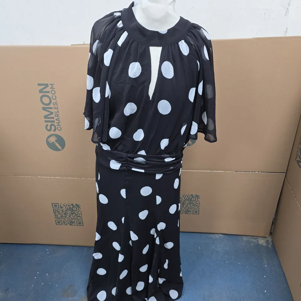 KALEIDOSCOPE BLACK POLKA DOT DRESS, UK 16 (EU 44)