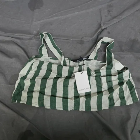 NOBODY'S CHILD PIPPA TOP – GREEN & WHITE STRIPE, UK 10