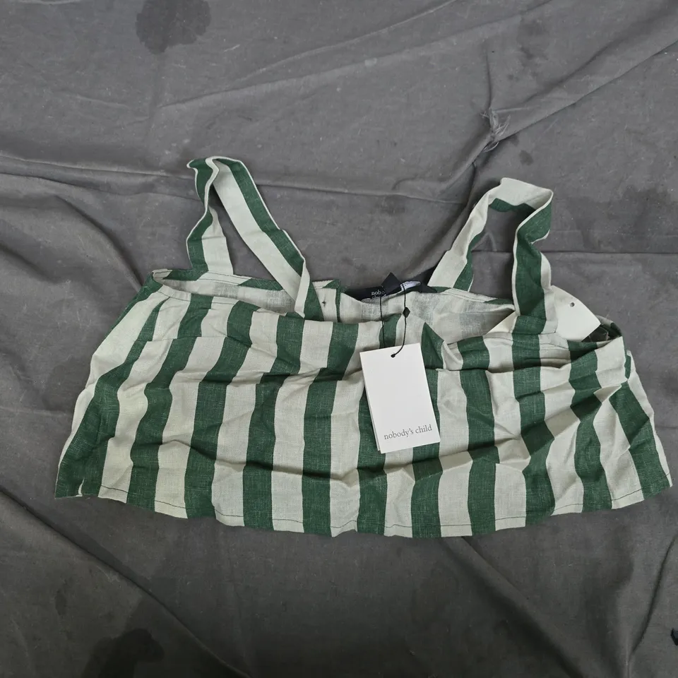 NOBODY'S CHILD PIPPA TOP – GREEN & WHITE STRIPE, UK 10